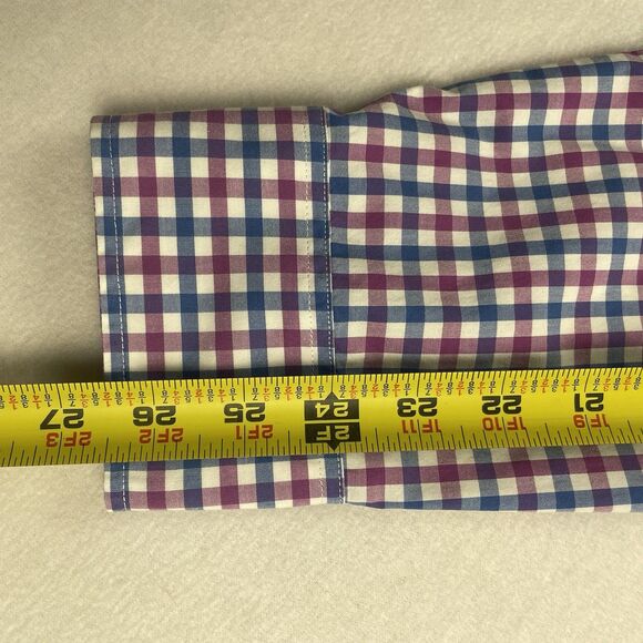 J.Crew Men’s Button Up Long Sleeve Gingham Blue/Purple-L - Picture 9 of 13